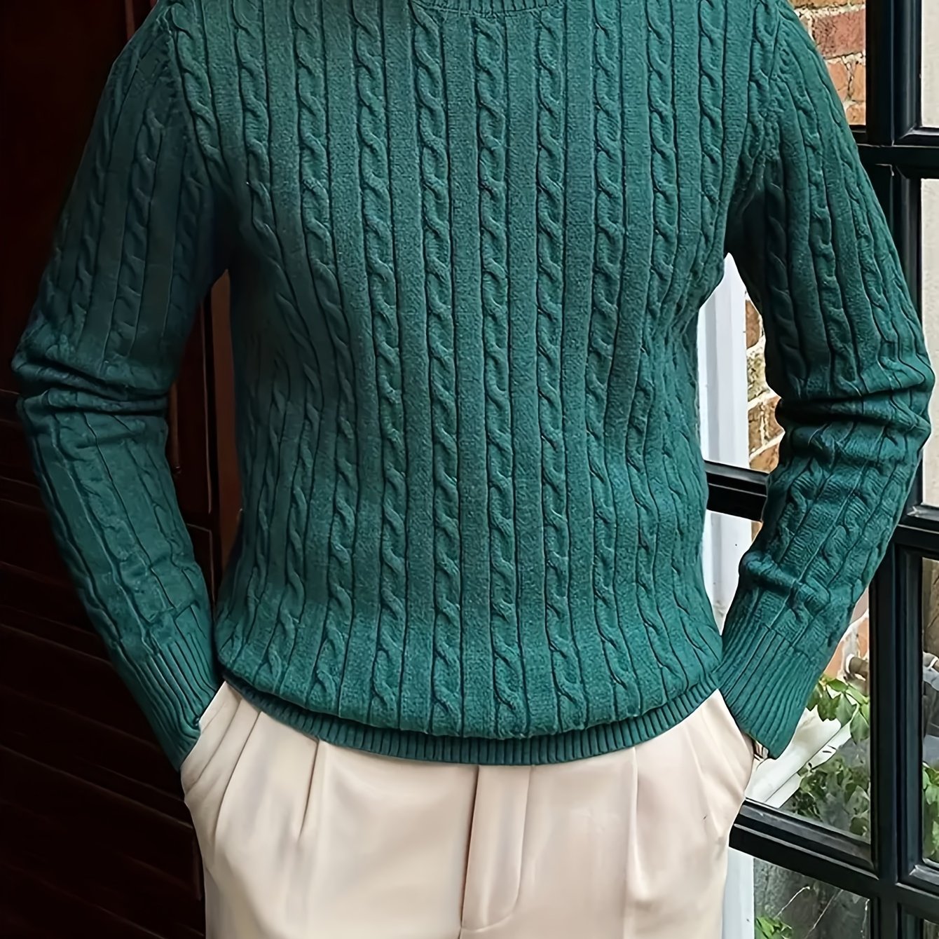 Maximilian – Crew Neck Cable Knit Sweater