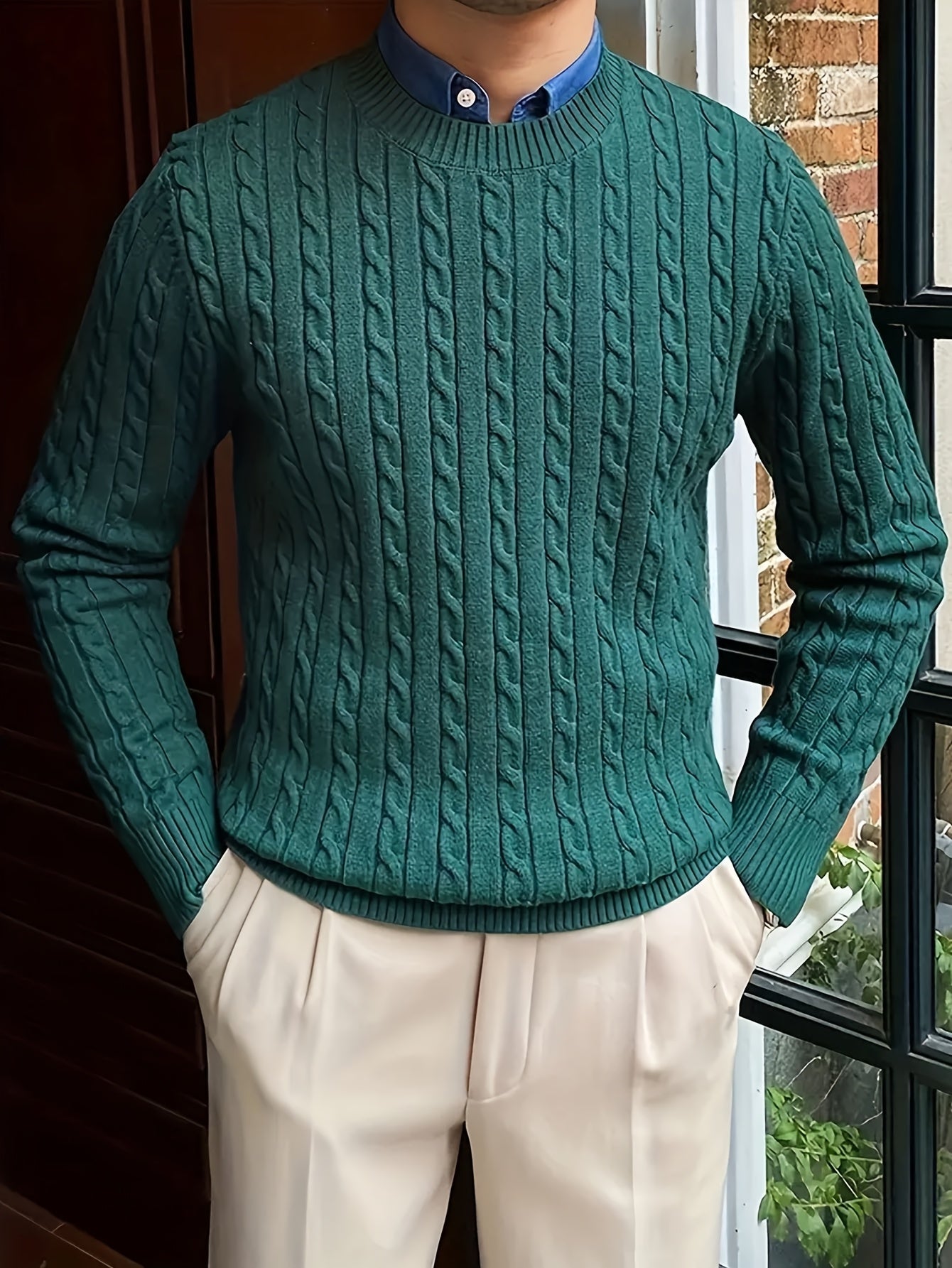 Maximilian – Crew Neck Cable Knit Sweater